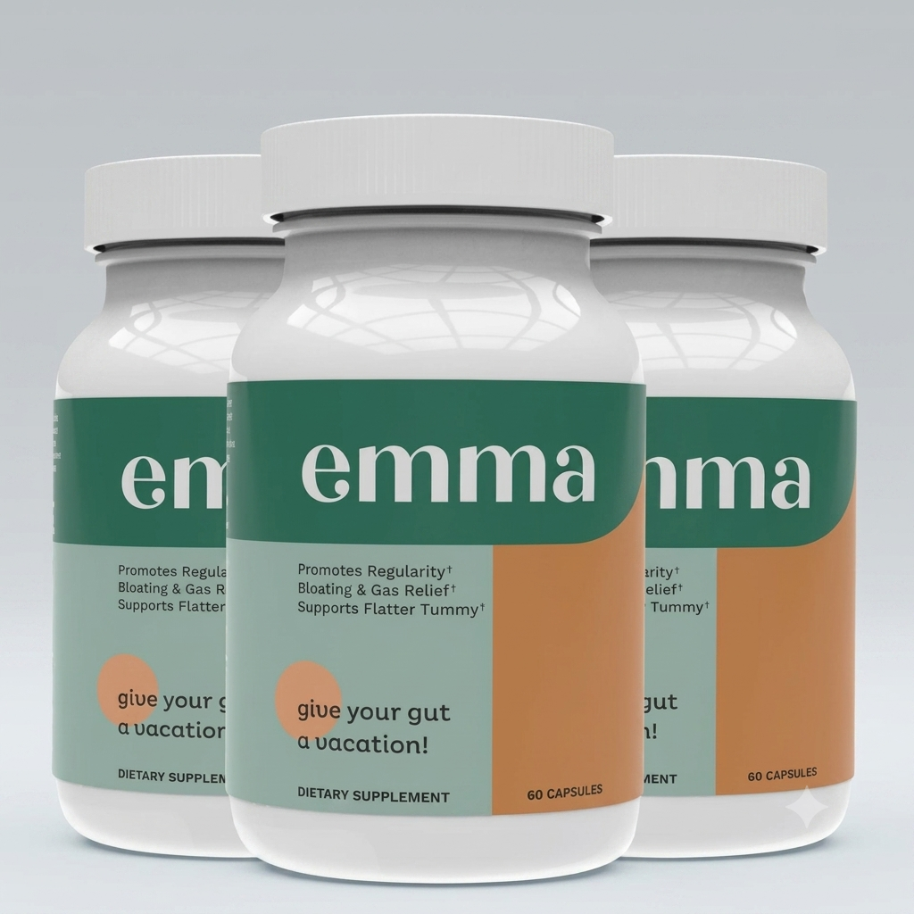3 Pack Emma Relief Supplement for Gut Health Issues & Gut Bloating 60 capsules